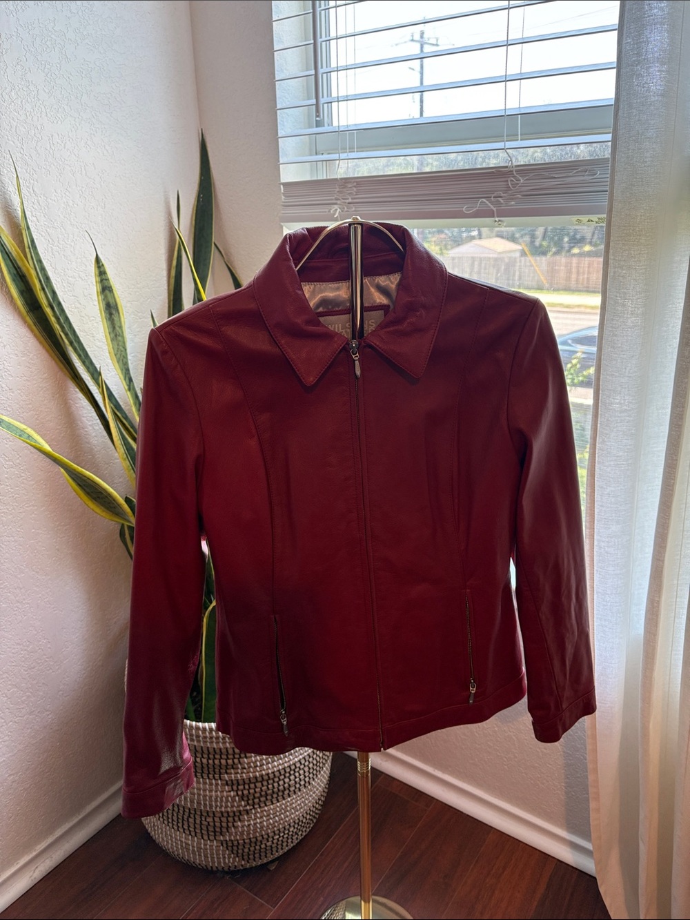 Wilsons Leather Deep Burgundy Zip-Front Leather Jacket